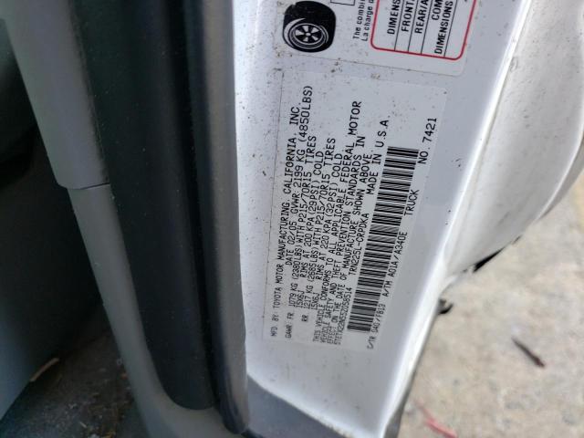 5TETX22N55Z058514 - 2005 TOYOTA TACOMA ACCESS CAB თეთრი ფოტო 12