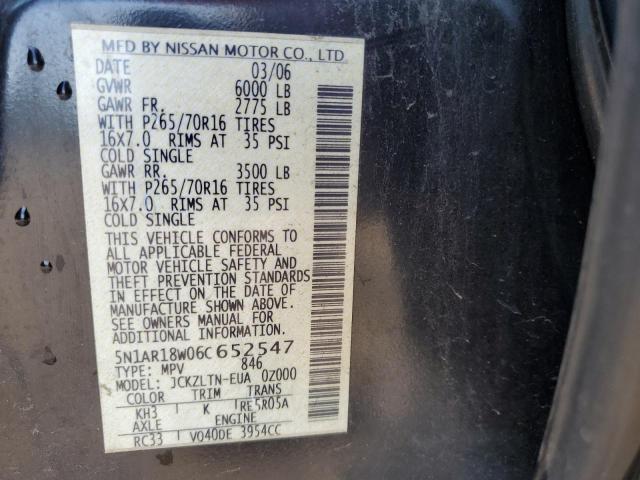 5N1AR18W06C652547 - 2006 NISSAN PATHFINDER LE BLACK photo 13