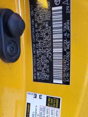 JTKJF5C76C3023254 - 2012 TOYOTA SCION TC 黄色 照片 13