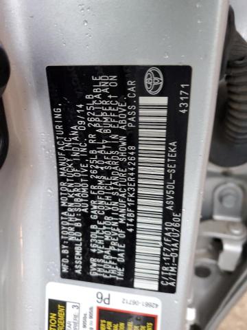 4T4BF1FK3ER442648 - 2014 TOYOTA CAMRY L SILVER photo 13