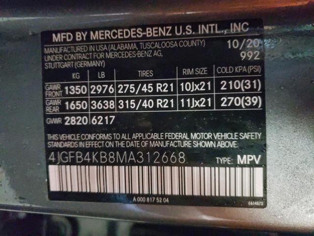 4JGFB4KB8MA312668 - 2021 MERCEDES-BENZ GLE 350 4MATIC GRAY photo 14