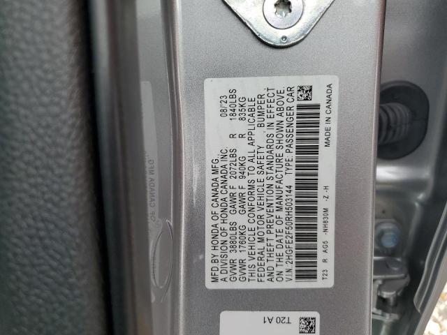 2HGFE2F50RH503144 - 2024 HONDA CIVIC SPORT 银色 照片 12