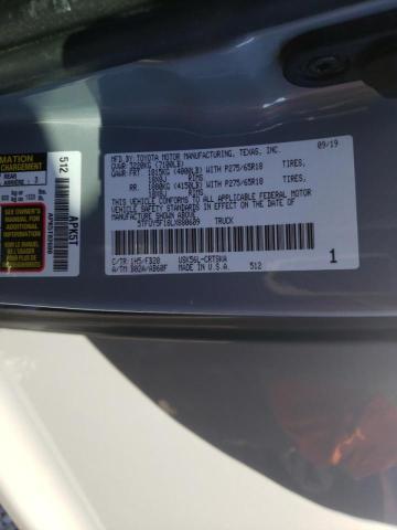 5TFUY5F18LX880609 - 2020 TOYOTA TUNDRA DOUBLE CAB SR/SR5 GRAY photo 12