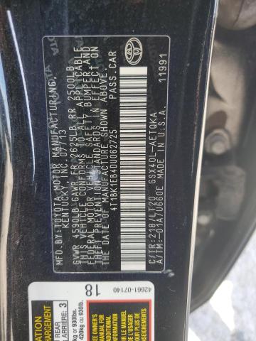 4T1BK1EB4DU062725 - 2013 TOYOTA AVALON BASE 黑色 照片 12