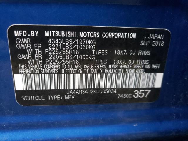 JA4AR3AU3KU005034 - 2019 MITSUBISHI OUTLANDER ES ლურჯი ფოტო 14
