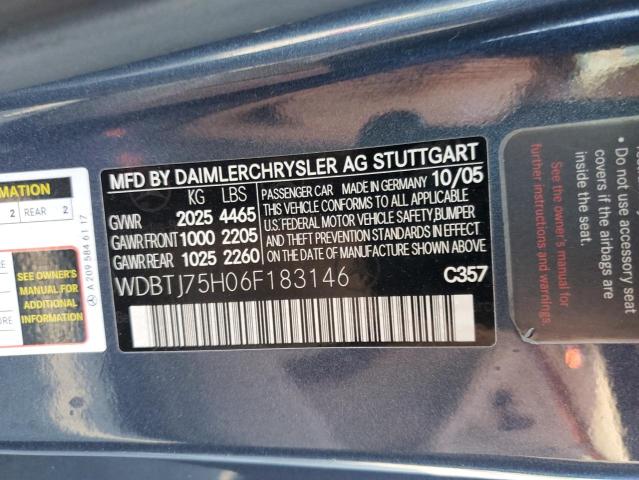 WDBTJ75H06F183146 - 2006 MERCEDES-BENZ CLK 500 CHARCOAL photo 12