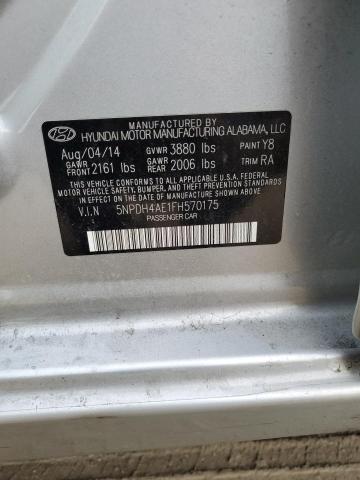 5NPDH4AE1FH570175 - 2015 HYUNDAI ELANTRA SE SILVER photo 12