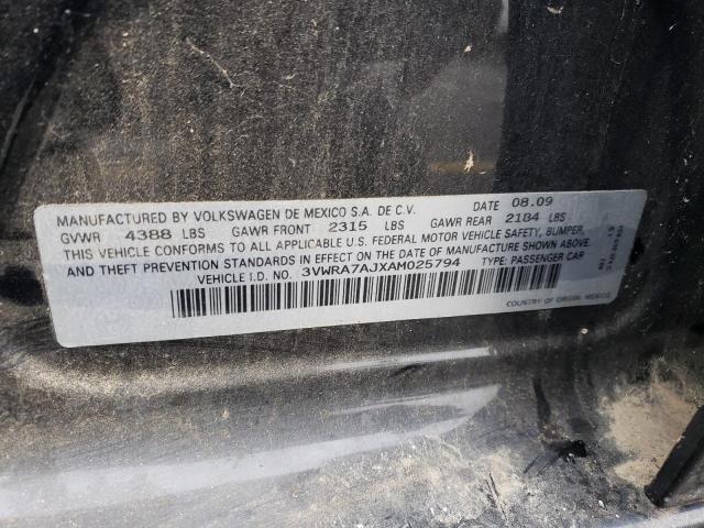 3VWRA7AJXAM025794 - 2010 VOLKSWAGEN JETTA WOLFSBURG 黑色 照片 12