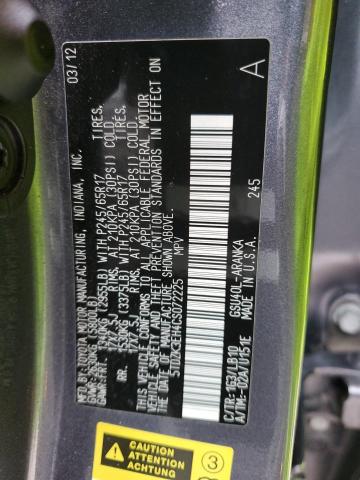 5TDZK3EH4CS072225 - 2012 TOYOTA HIGHLANDER BASE Gris photo 12