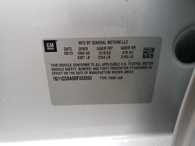 1G11C5SA6DF333393 - 2013 CHEVROLET MALIBU 1LT 银色 照片 12