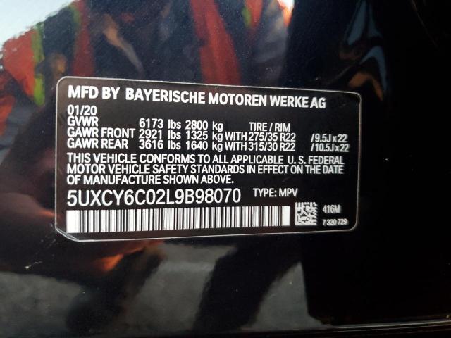 5UXCY6C02L9B98070 - 2020 BMW X6 XDRIVE40I BLACK photo 13