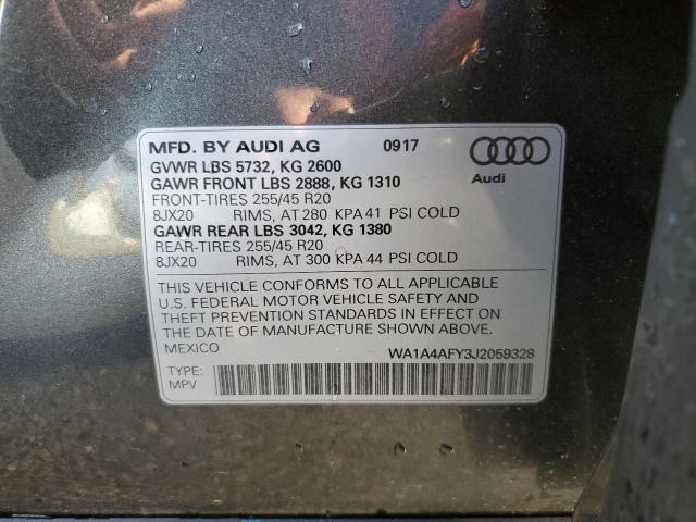 WA1A4AFY3J2059328 - 2018 AUDI SQ5 PREMIUM PLUS CHARCOAL photo 13