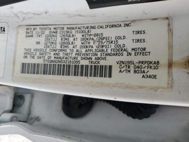 5TEGN92N53Z181095 - 2003 TOYOTA TACOMA DOUBLE CAB PRERUNNER WHITE photo 13