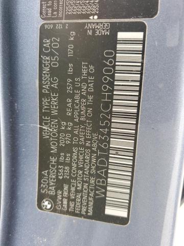 WBADT63452CH99060 - 2002 BMW 530 I AUTOMATIC BLUE photo 12