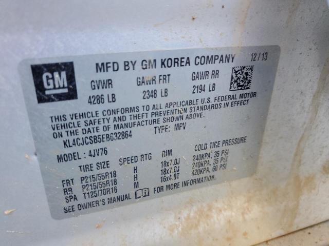 KL4CJCSB5EB632864 - 2014 BUICK ENCORE GRAY photo 14