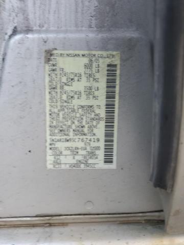 5N1AR18W95C767419 - 2005 NISSAN PATHFINDER LE SILVER photo 12