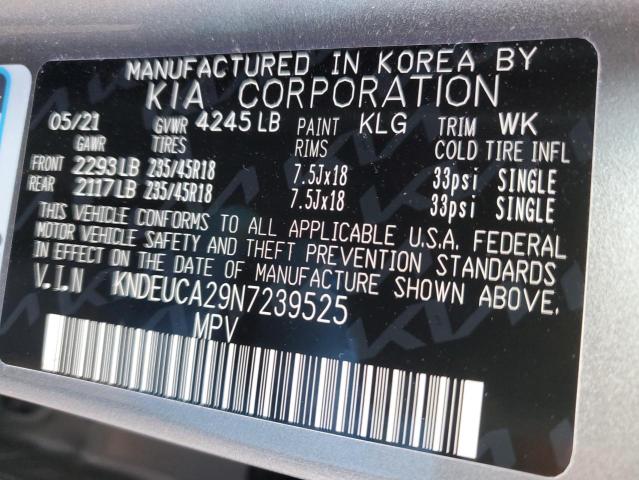 KNDEUCA29N7239525 - 2022 KIA SELTOS NIGHTFALL GRAY photo 12