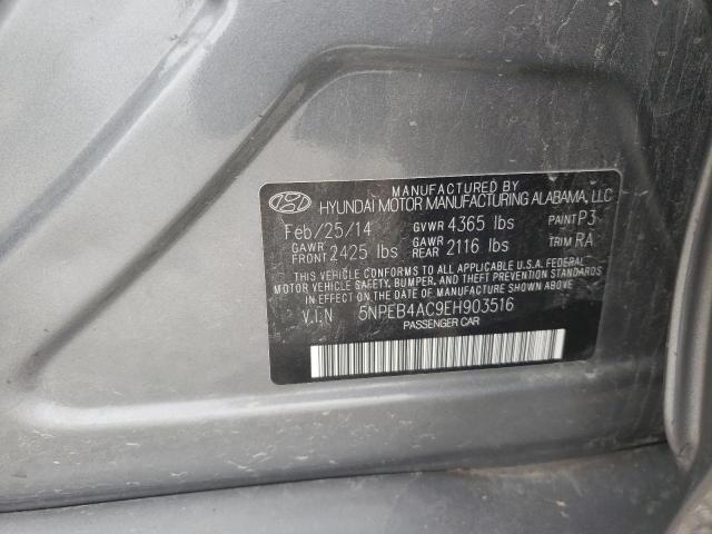 5NPEB4AC9EH903516 - 2014 HYUNDAI SONATA GLS GRAY photo 12