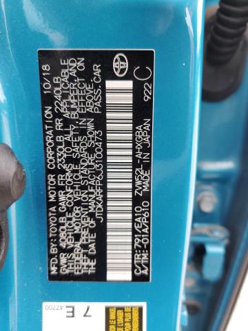 JTDKARFP6J3100473 - 2018 TOYOTA PRIUS PRIM ლურჯი ფოტო 13