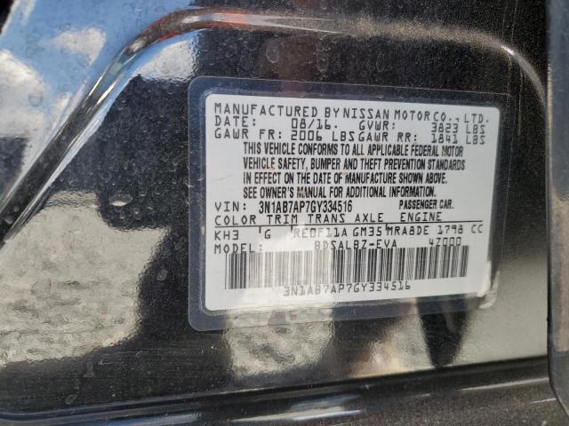 3N1AB7AP7GY334516 - 2016 NISSAN SENTRA S BLACK photo 12