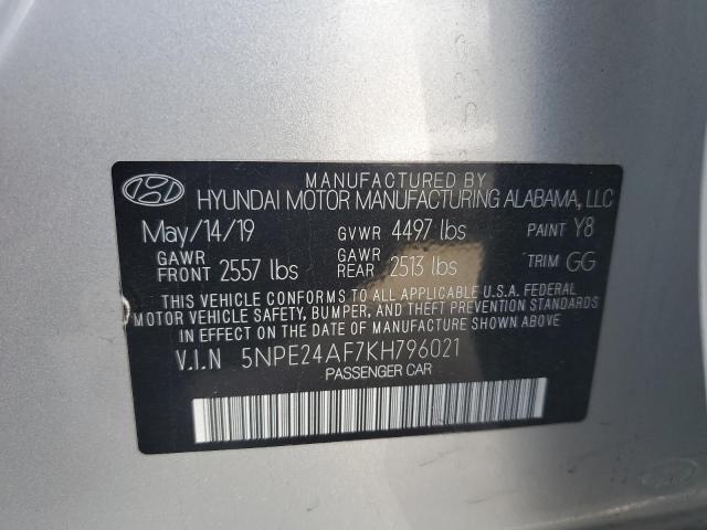 5NPE24AF7KH796021 - 2019 HYUNDAI SONATA SE SILVER photo 12