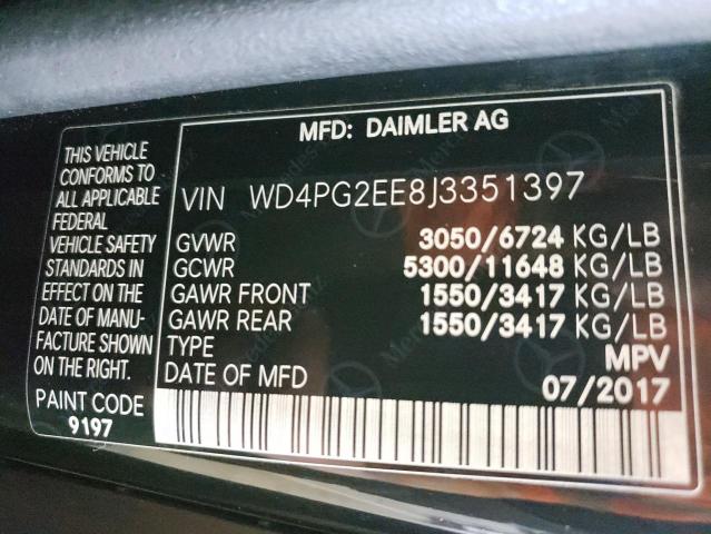 WD4PG2EE8J3351397 - 2018 MERCEDES-BENZ METRIS BLACK photo 13