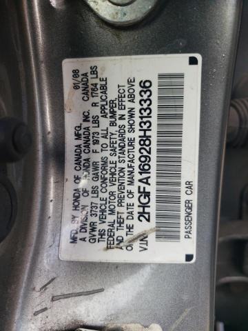 2HGFA16928H313336 - 2008 HONDA CIVIC EXL Boz foto 12