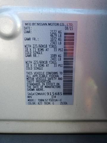 5N1AT2MVXFC915485 - 2015 NISSAN ROGUE S SILVER photo 12