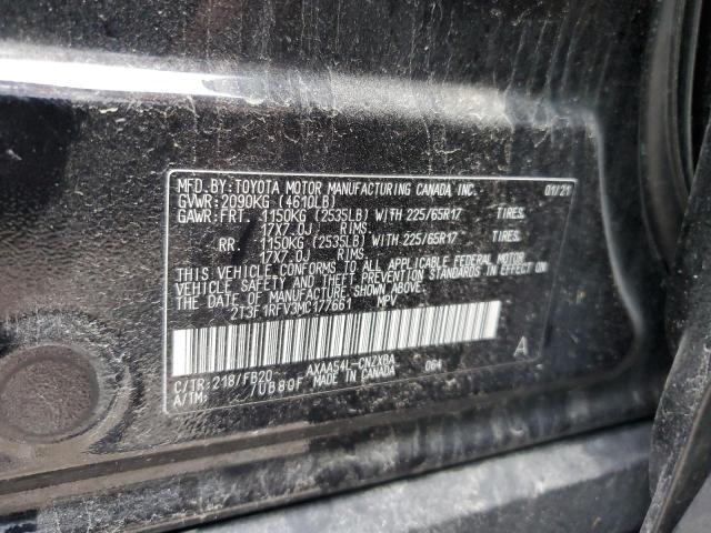 2T3F1RFV3MC177661 - 2021 TOYOTA RAV4 LE BLACK photo 12