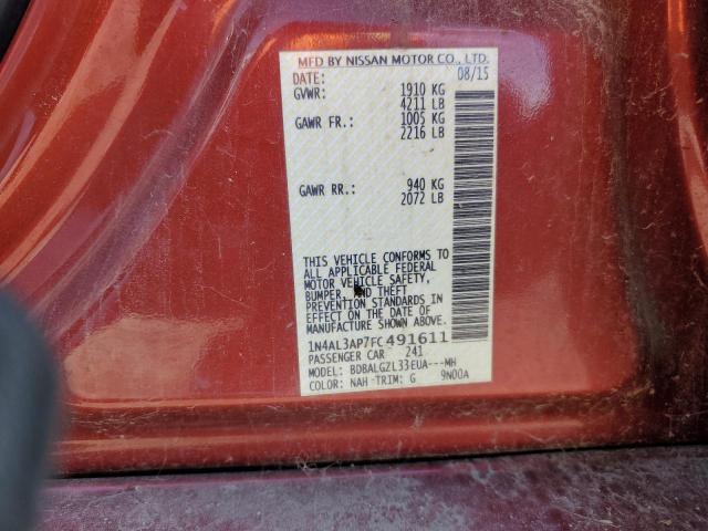 1N4AL3AP7FC491611 - 2015 NISSAN ALTIMA 2.5 RED photo 12