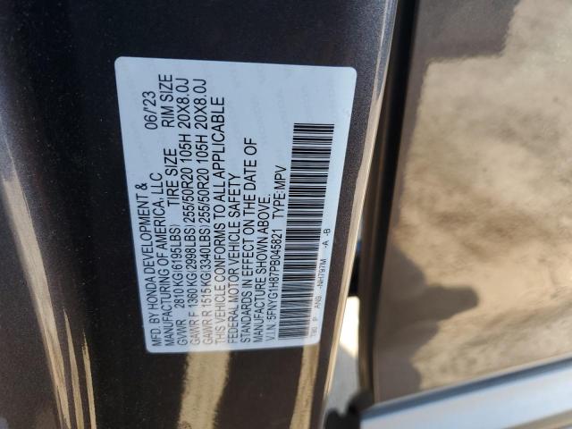 5FNYG1H87PB045821 - 2023 HONDA PILOT ELITE GRAY photo 13