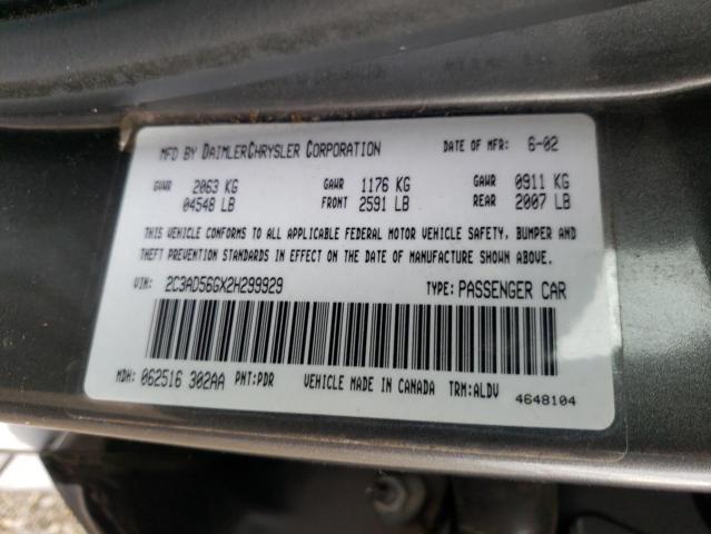 2C3AD56GX2H299929 - 2002 CHRYSLER CONCORD LIMITED GRAY photo 12