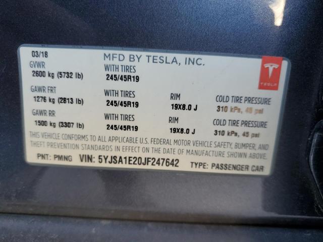 5YJSA1E20JF247642 - 2018 TESLA MODEL S BLACK photo 13