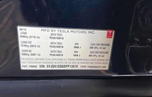 5YJSA1CG6DFP13870 - 2013 TESLA MODEL S Կապույտ լուսանկար 10