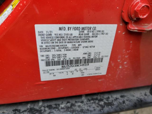 MAJ3S2GEXMC449359 - 2021 FORD ECOSPORT SE RED photo 12