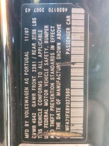 WVWFA71FX8V027580 - 2008 VOLKSWAGEN EOS LUX 黑色 照片 12