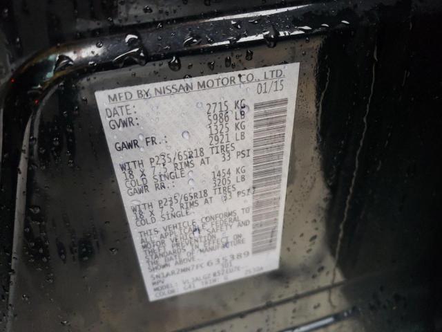 5N1AR2MN7FC635389 - 2015 NISSAN PATHFINDER S BLACK photo 13