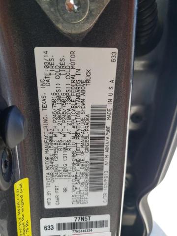 5TFJU4GN2EX059258 - 2014 TOYOTA TACOMA DOUBLE CAB PRERUNNER CHARCOAL photo 13