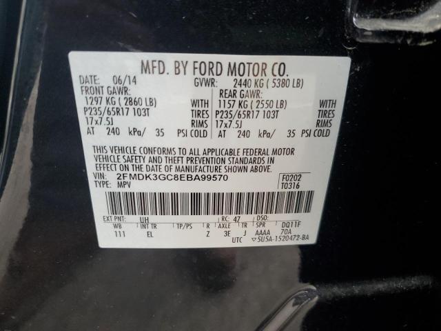 2FMDK3GC8EBA99570 - 2014 FORD EDGE SE BLACK photo 12