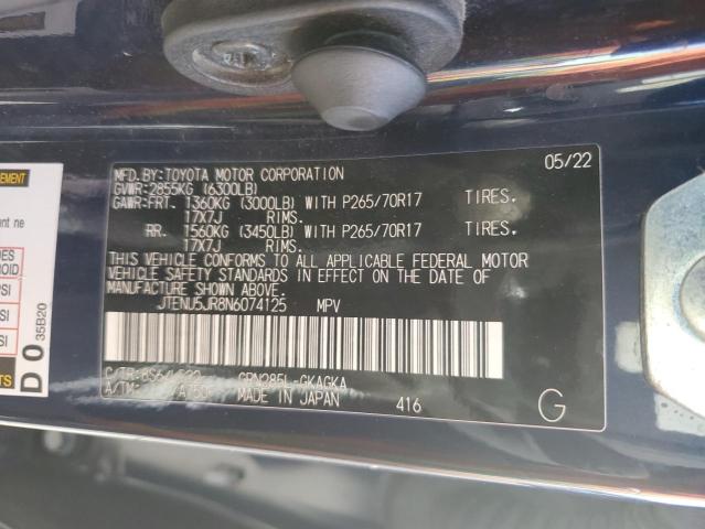 JTENU5JR8N6074125 - 2022 TOYOTA 4RUNNER SR5/SR5 PREMIUM BLUE photo 13