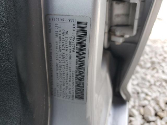 9BWGL61J944003998 - 2004 VOLKSWAGEN GOLF GLS SILVER photo 13