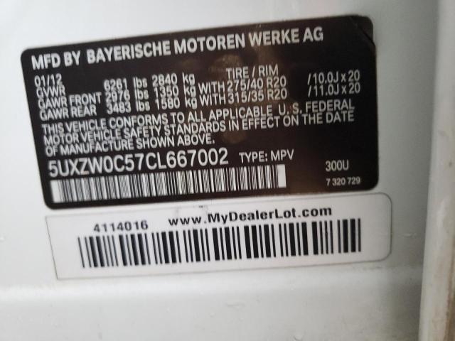 5UXZW0C57CL667002 - 2012 BMW X5 XDRIVE35D WHITE photo 12