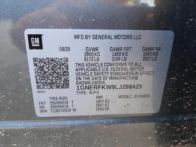 1GNERFKW9LJ298425 - 2020 CHEVROLET TRAVERSE LS GRAY photo 13