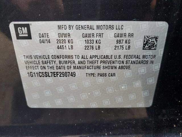 1G11C5SL7EF290749 - 2014 CHEVROLET MALIBU 1LT BLACK photo 12