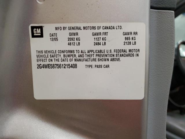 2G4WE587561215408 - 2006 BUICK LACROSSE CXS 银色 照片 12