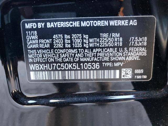 WBXHU7C50K5L10536 - 2019 BMW X1 SDRIVE28I BLACK photo 12