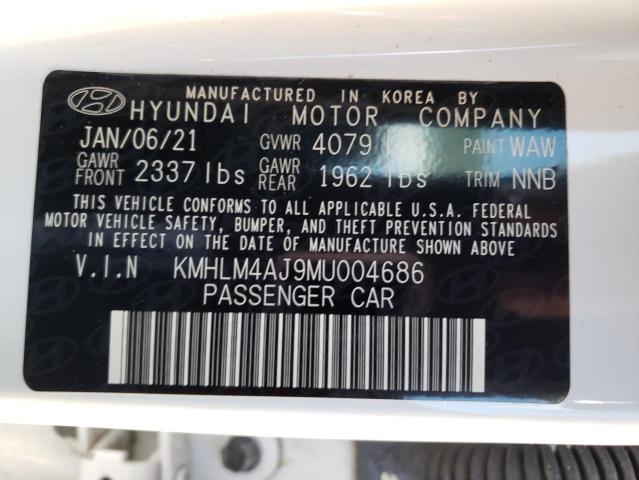 KMHLM4AJ9MU004686 - 2021 HYUNDAI ELANTRA BLUE WHITE photo 13