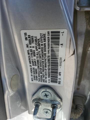 1HGES16315L028579 - 2005 HONDA CIVIC DX VP SILVER photo 12