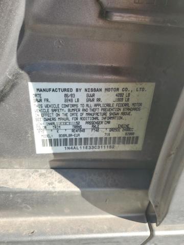 1N4AL11E33C311152 - 2003 NISSAN ALTIMA BASE SILVER photo 12