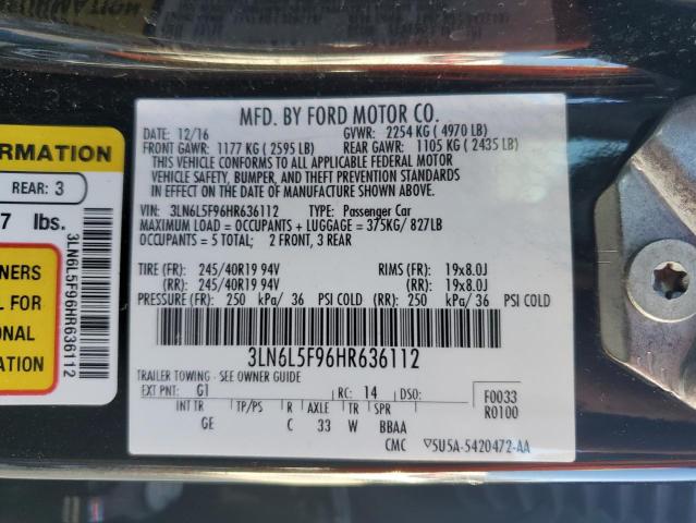 3LN6L5F96HR636112 - 2017 LINCOLN MKZ RESERVE BLACK photo 13